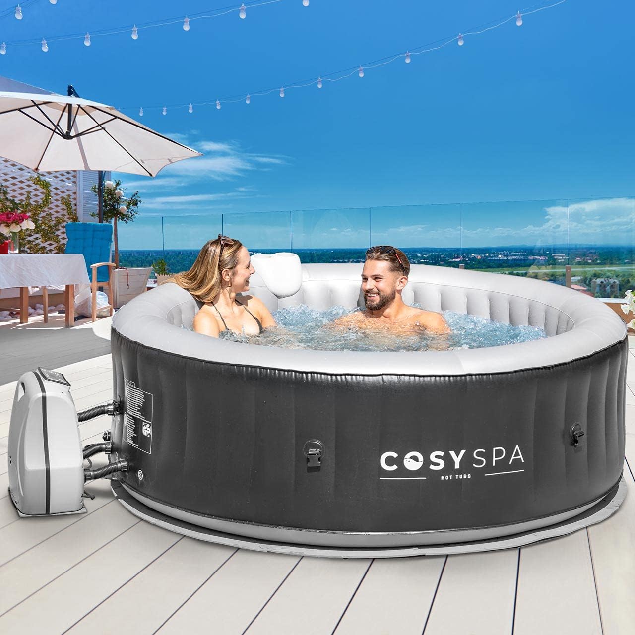 COSYSPA Inflatable Hot Tub Spa [2022 Model] - Outdoor Bubble Hot Tub | 2-6 Person Capacity – Quick Heating Hot Tub | Inflatable Hot Tub | Outdoor Inflatable Hot Tub Spa (Hot Tub Only - 6 Person)