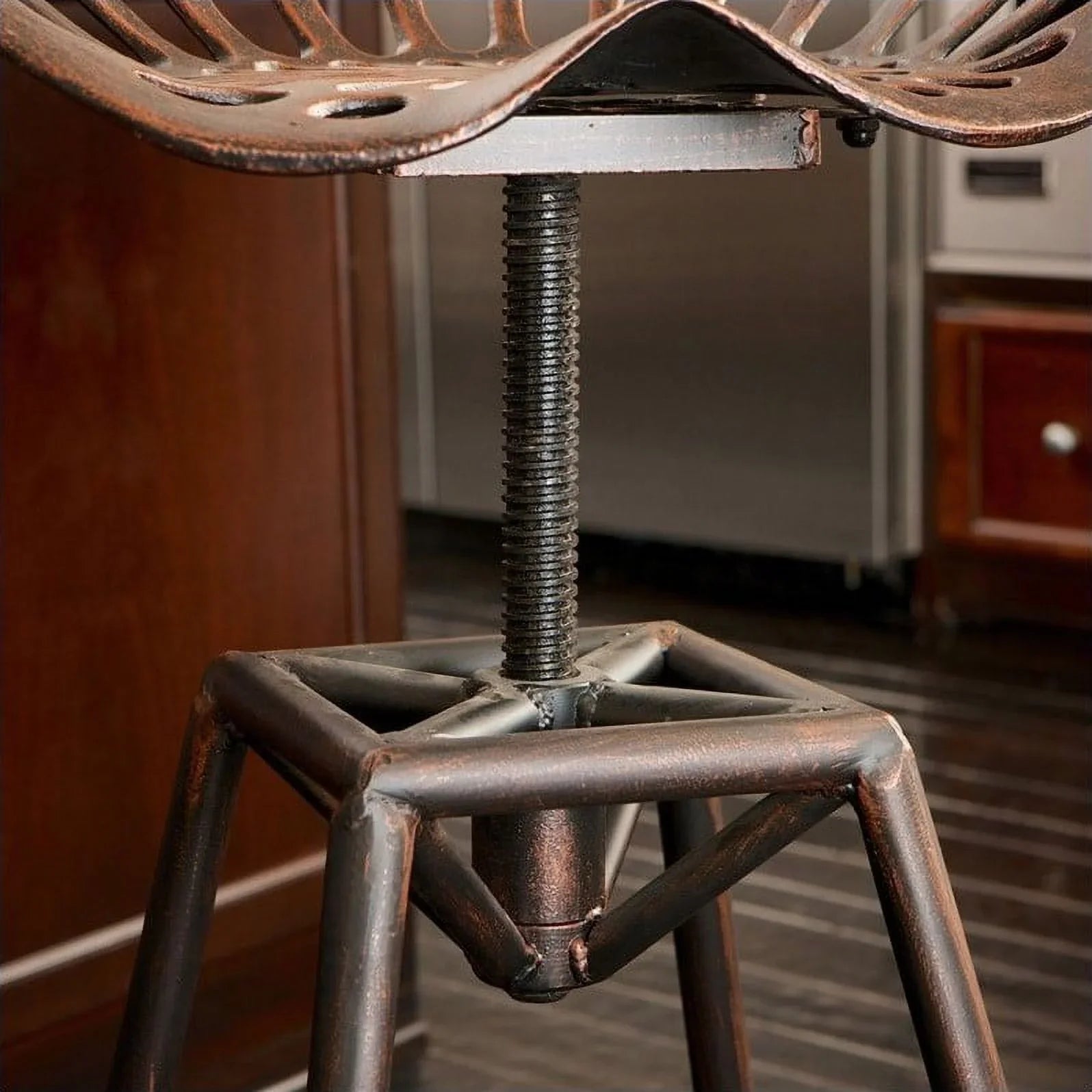 Noble House 26 Lawrence Saddle Bar Stool in Copper and Silver