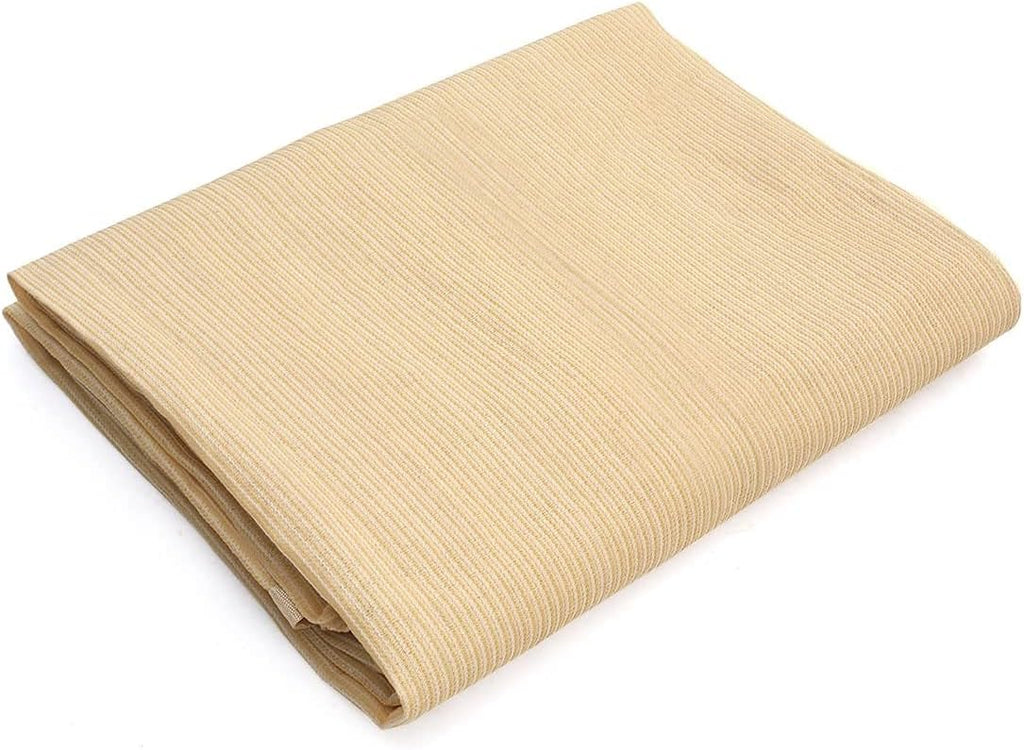 Shatex 90% Shade Fabric Sun Shade Cloth Taped Edge with Grommets Sun-Block Mesh Shade for Pergola Cover Canopy 12’ x 20’, Wheat, 12 Bungee Balls
