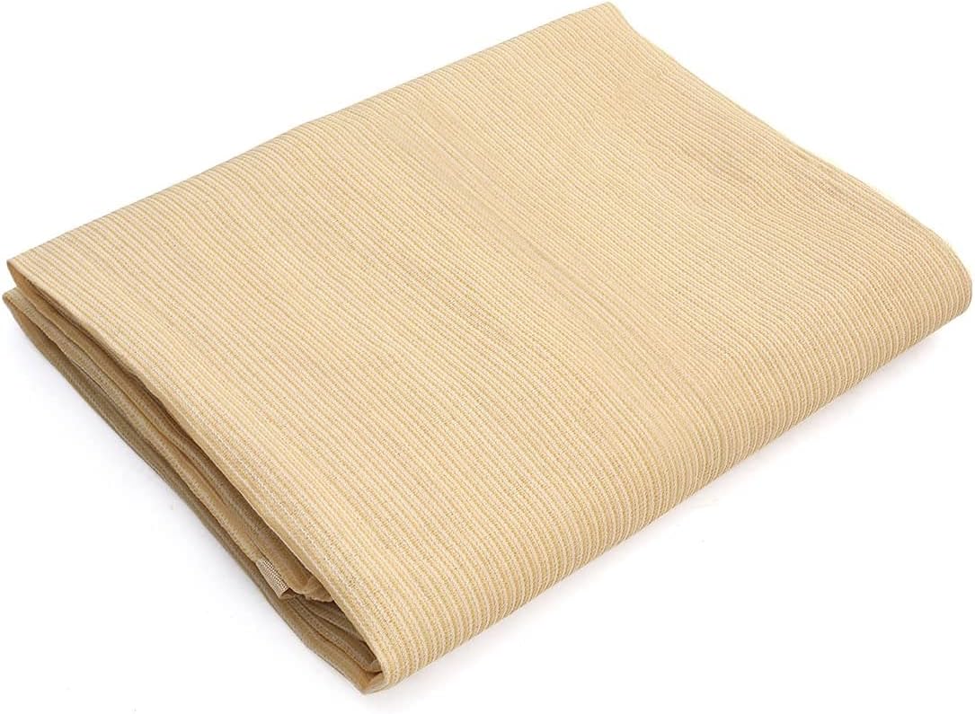 Shatex 90% Shade Fabric Sun Shade Cloth Taped Edge with Grommets Sun-Block Mesh Shade for Pergola Cover Canopy 12’ x 20’, Wheat, 12 Bungee Balls