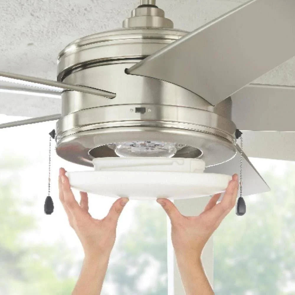 Home Decorators Portwood 60 in LED Indoor/Outdoor Brushed Nickel Ceiling Fan