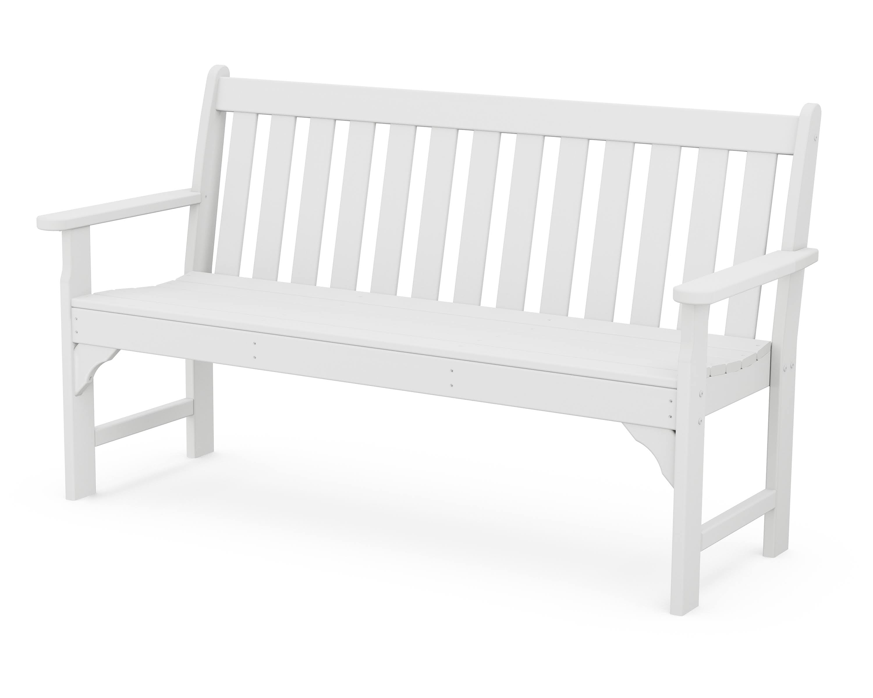 POLYWOOD Vineyard Recycled Plastic Garden Bench, Size: 60 inch, White