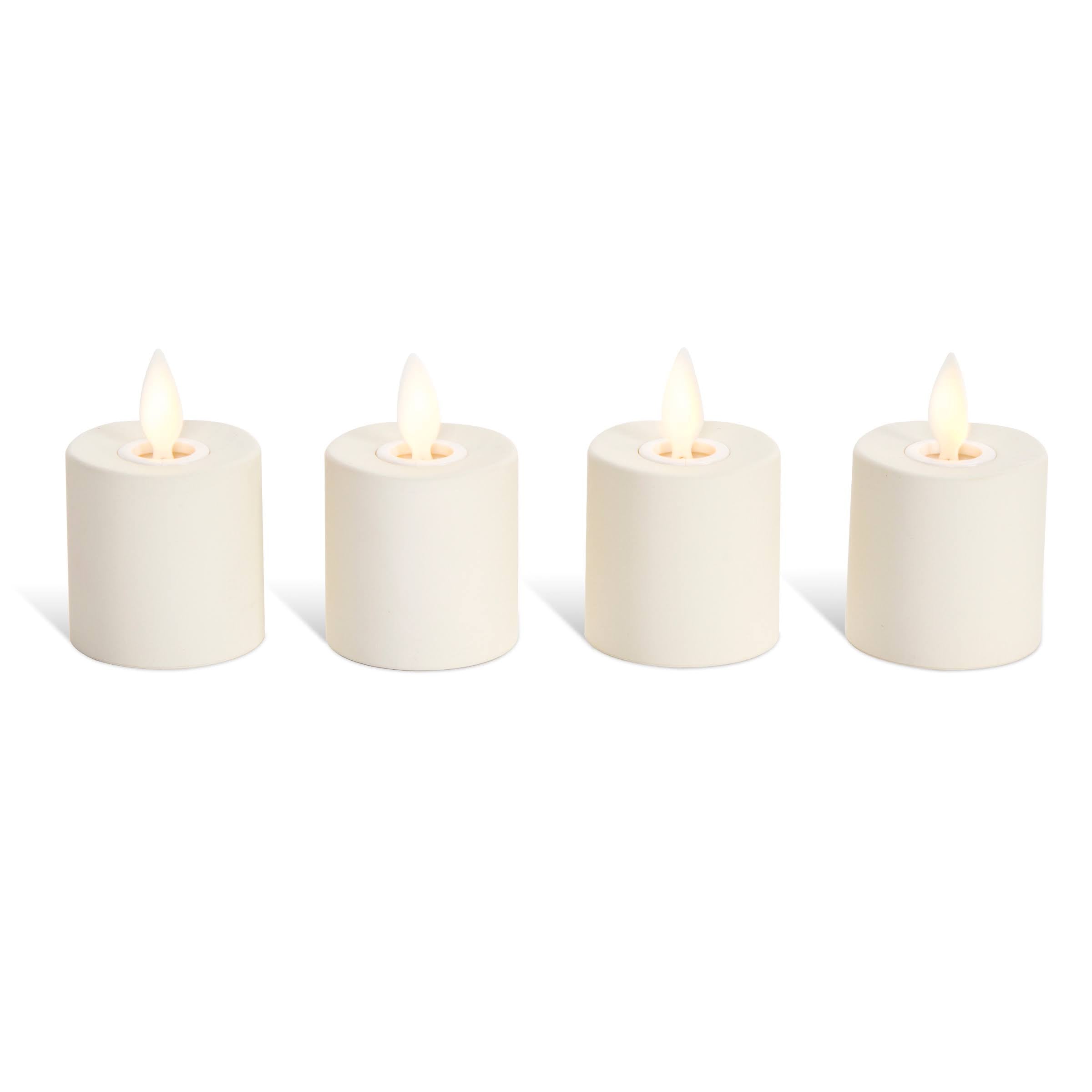 Luminara Flameless Rechargeable Tea Lights Unscented White 4 Pieces