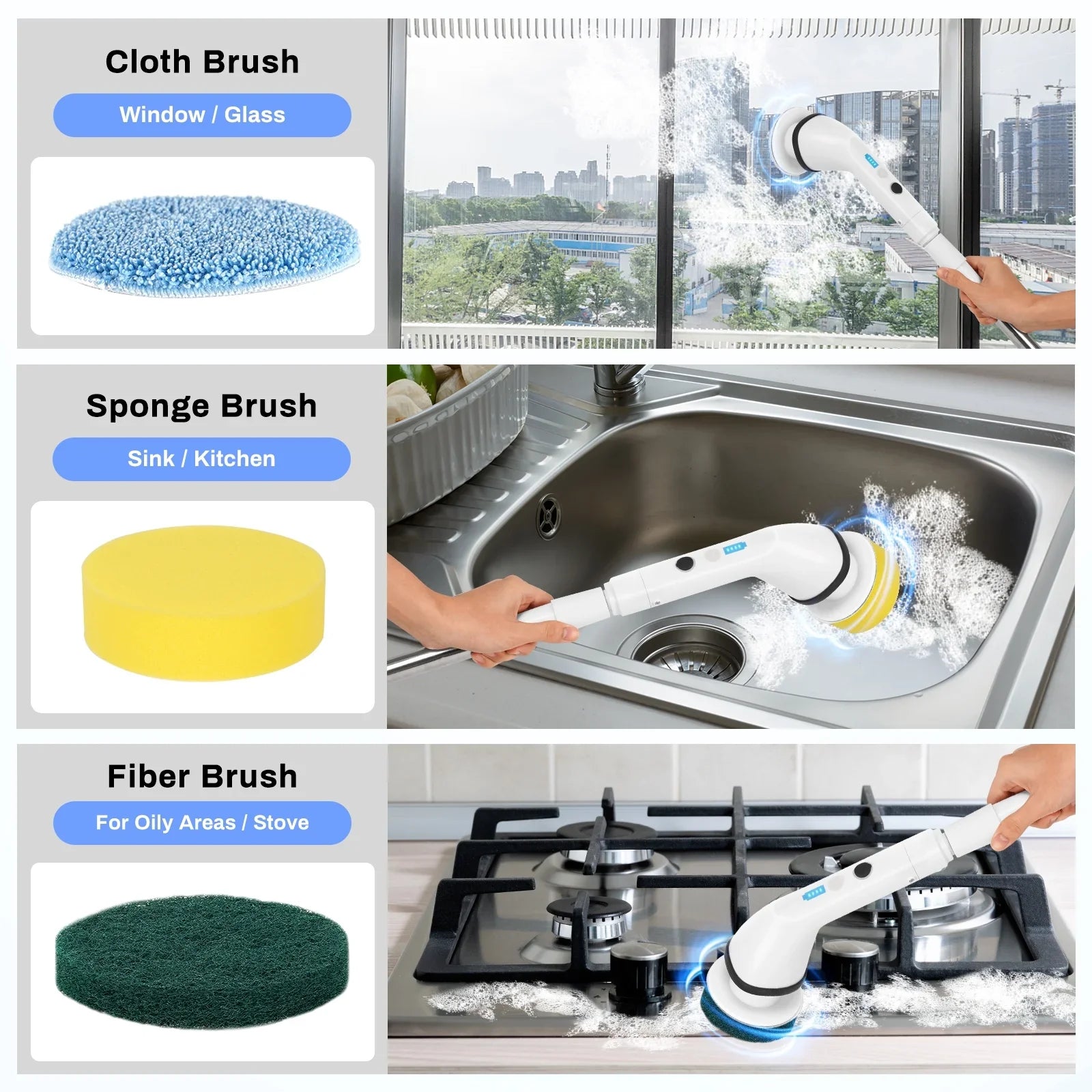 VAVSEA Electric Spin Scrubber,Cleaning Brush for Bathroom,1.5H 300RPM Shower Scrubber Kit for Floor Tile Bathtub,51 inch