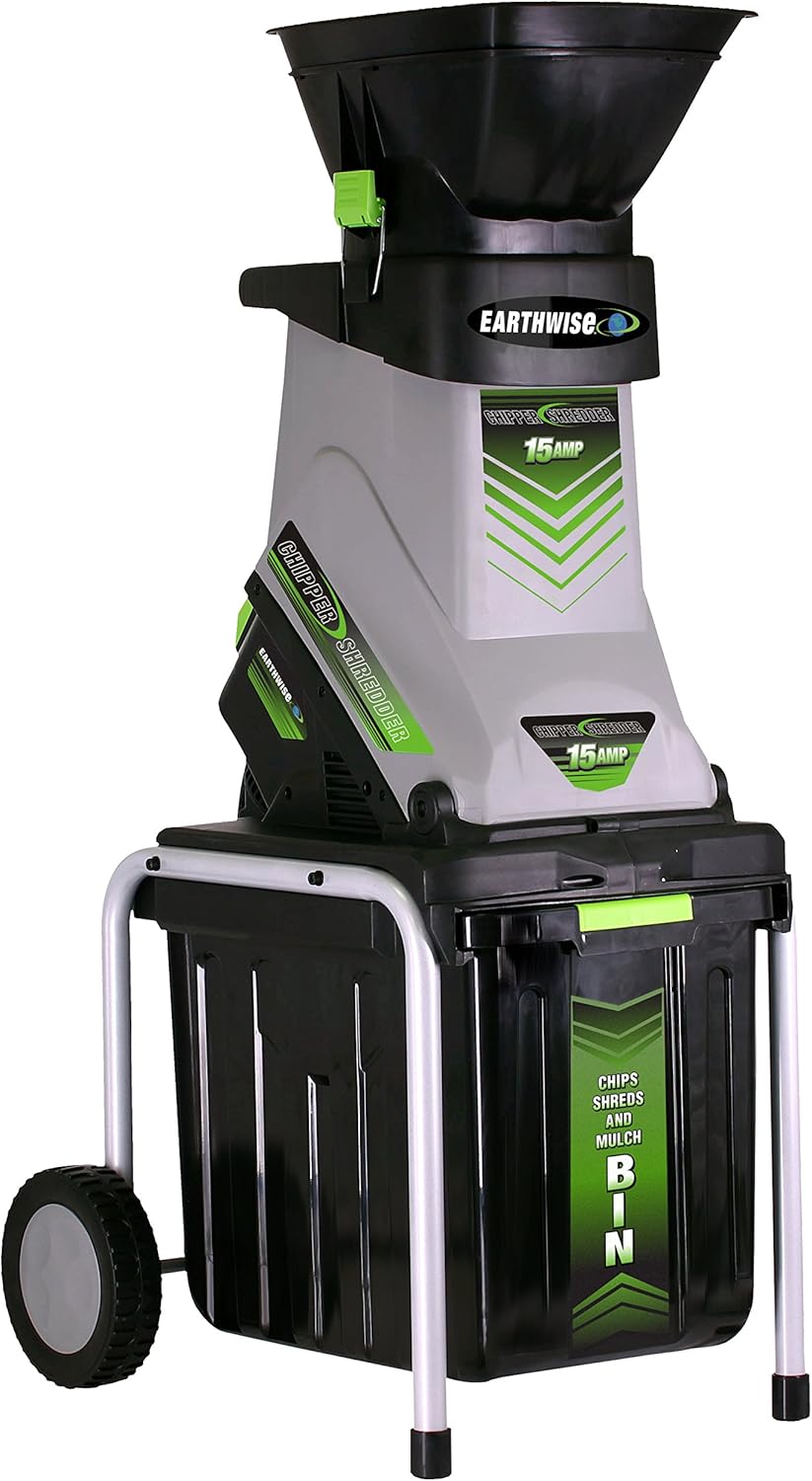 Earthwise GS70015 15-Amp Garden Corded Electric Chipper, Collection Bin