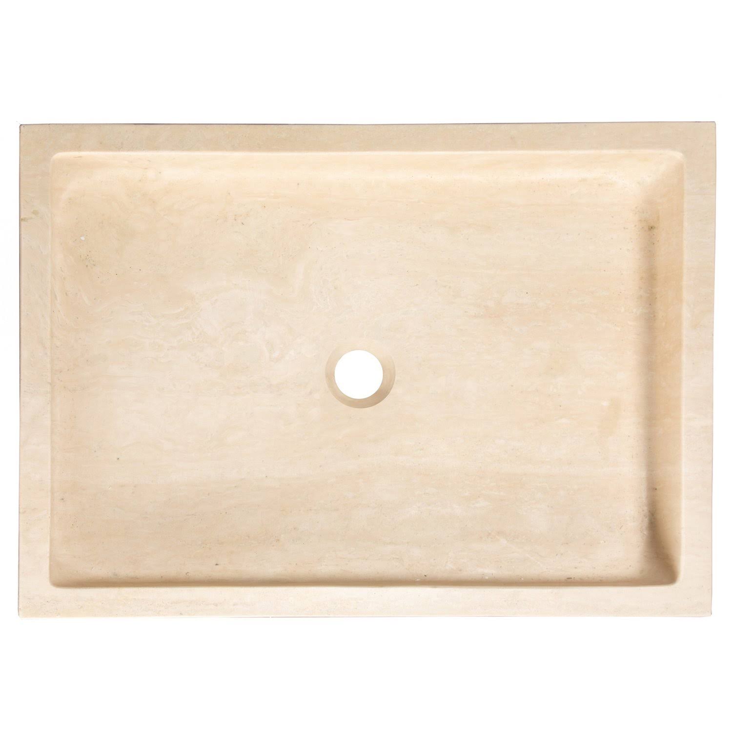 Eden Bath Rectangular Infinity Pool Sink - Honed Beige Travertine
