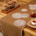 Cheyenne Burlap Linen Table Runner – Hand Printed – 100% Linen –Fringed Edge- Prewashed, Pre-shrunk, and Machine Washable – Chocolate Brown (14X36, White Dandelion)