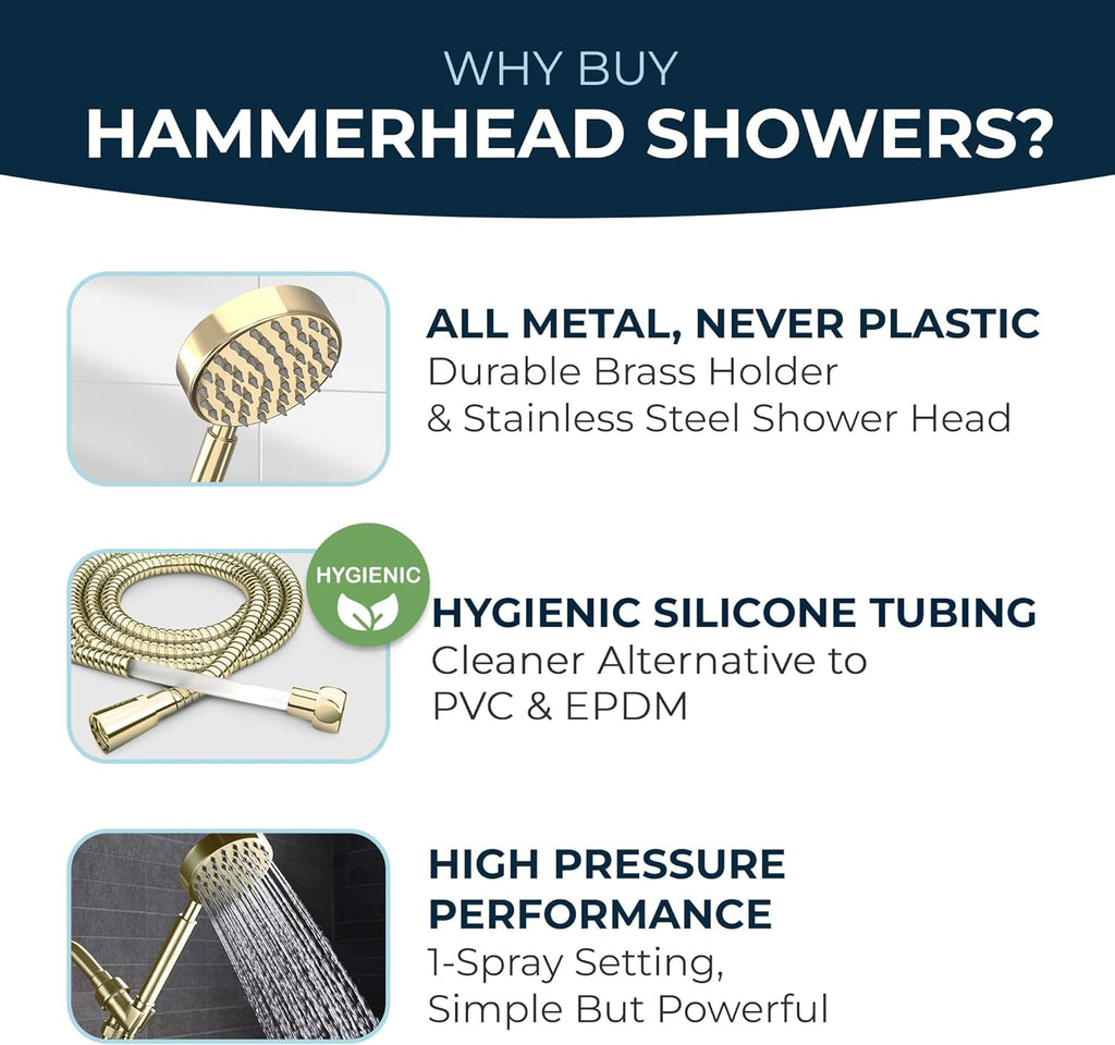 HammerHead Showers® Solid Metal LOW FLOW Handheld Shower Head with Hose and Brass Holder - OIL RUBBED BRONZE – Water Saving 1.75 GPM Detachable Shower Head - Adjustable Shower Wand Bracket & 6ft Hose