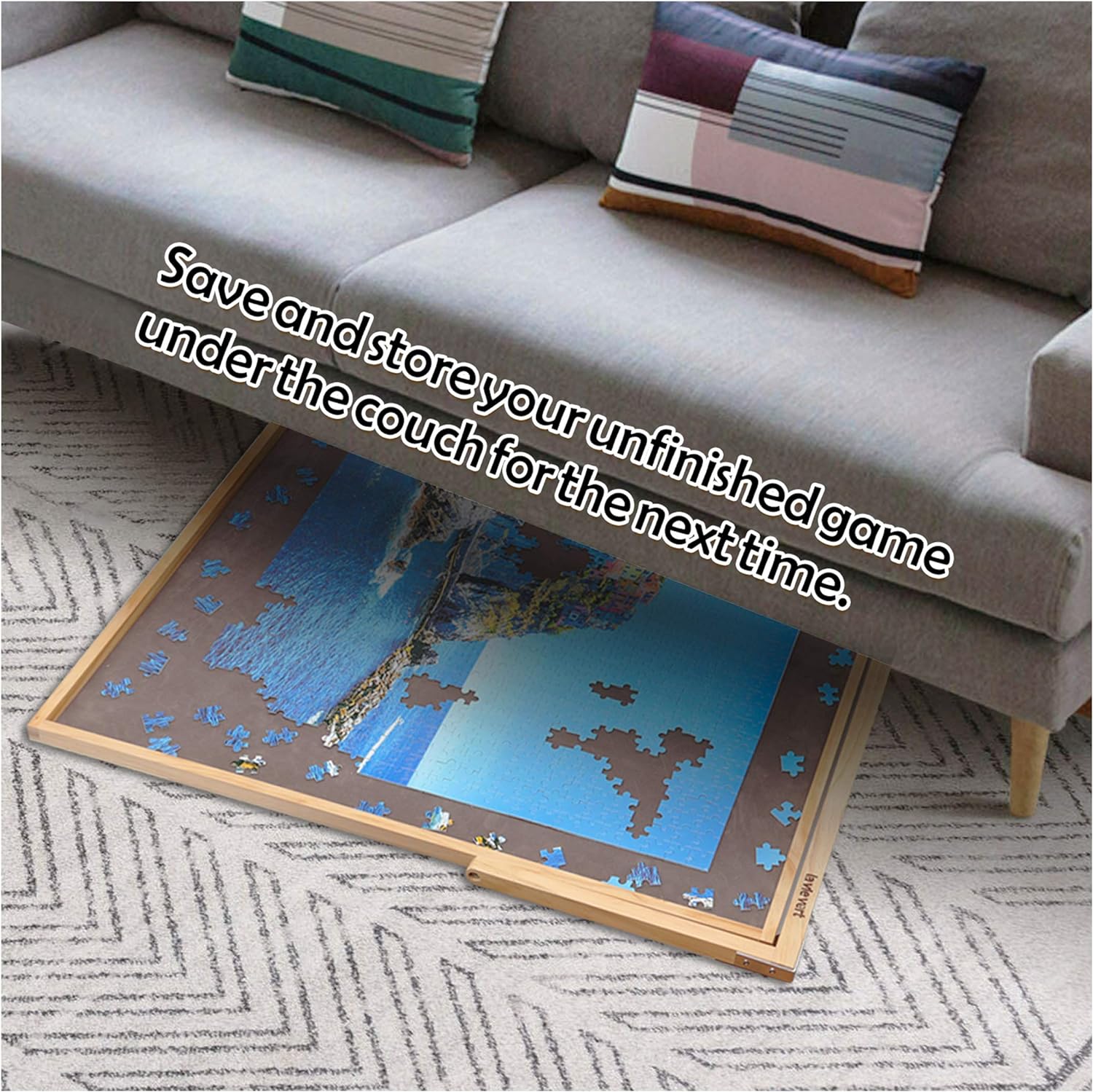 Lavievert Adjustable Wooden Puzzle Board Easel, Portable Tilting Puzzle Table with Non-Slip Flannelette Work Surface for Puzzles Up to 1,500 Pieces