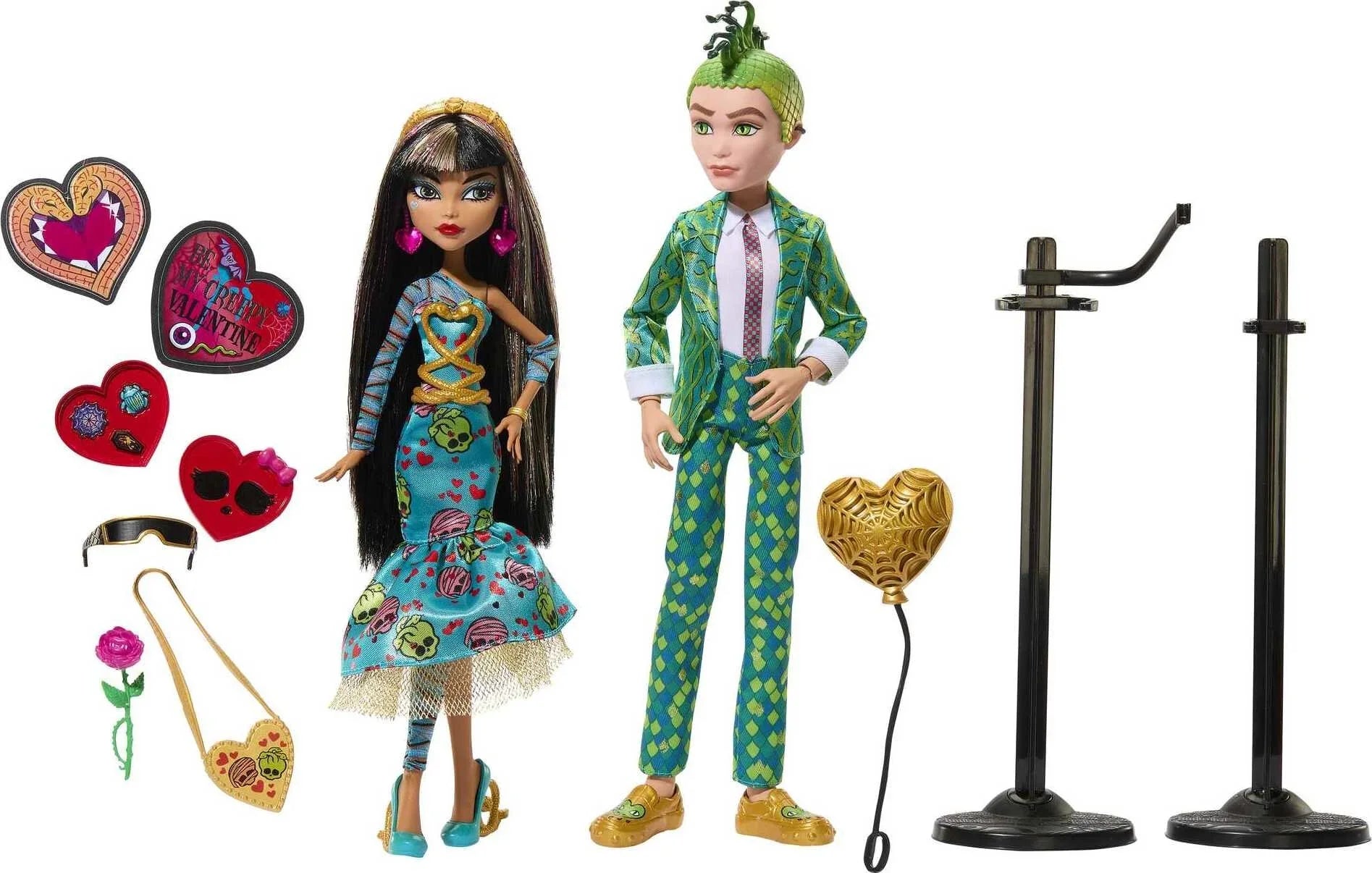 Monster High Cleo De Nile and Deuce Gorgon Collectible Dolls, Howliday Love Edition 2-Pack