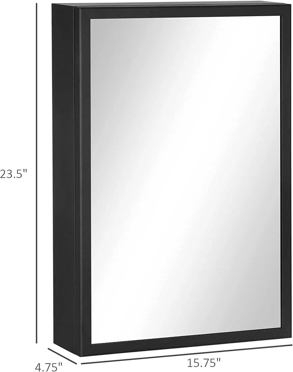 Wall-Mounted Medicine Cabinet with Mirror, Stainless Steel Bathroom Mirror Cabinet Wall Mounted with Storage Shelves for Living Room and Laundry Room, Black