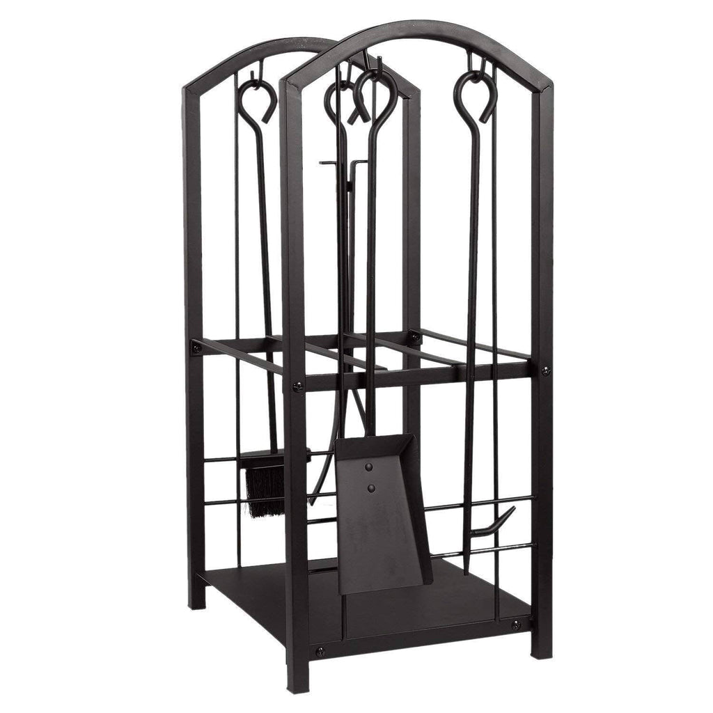 Juvale Firewood Rack with 4 Fireplace Tools - Fireplace Log Holder for Indoor An
