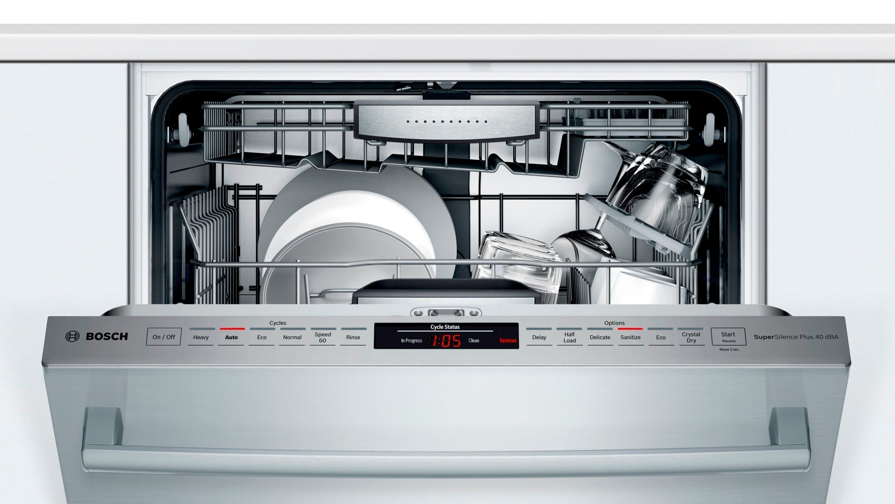 Bosch - 800 Series 24 Top Control Built-In Dishwasher with CrystalDry, Stainless Steel Tub, 3rd Rack, 40 dBa - Stainless steel
