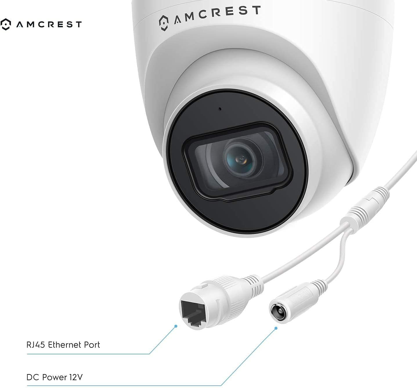 Amcrest 5MP Turret POE Camera, UltraHD Outdoor IP Camera POE with Mic/Audio, 5-Megapixel Security Surveillance Cameras, 98ft NightVision, 2.8mm Lens (103° FOV), IP67, MicroSD (256GB), (IP5M-T1179EW)