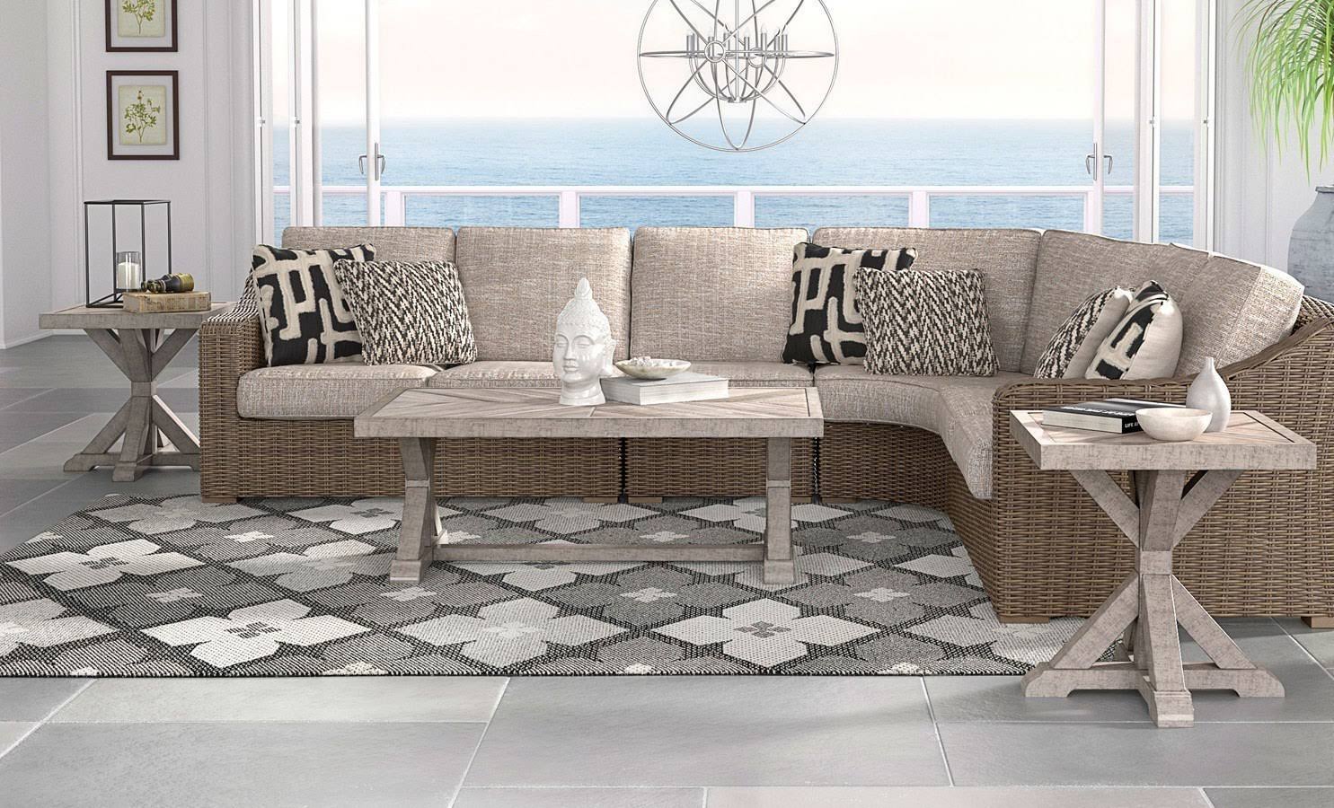 Beachcroft Rectangular Cocktail Table - Beige - Outdoor by Ashley