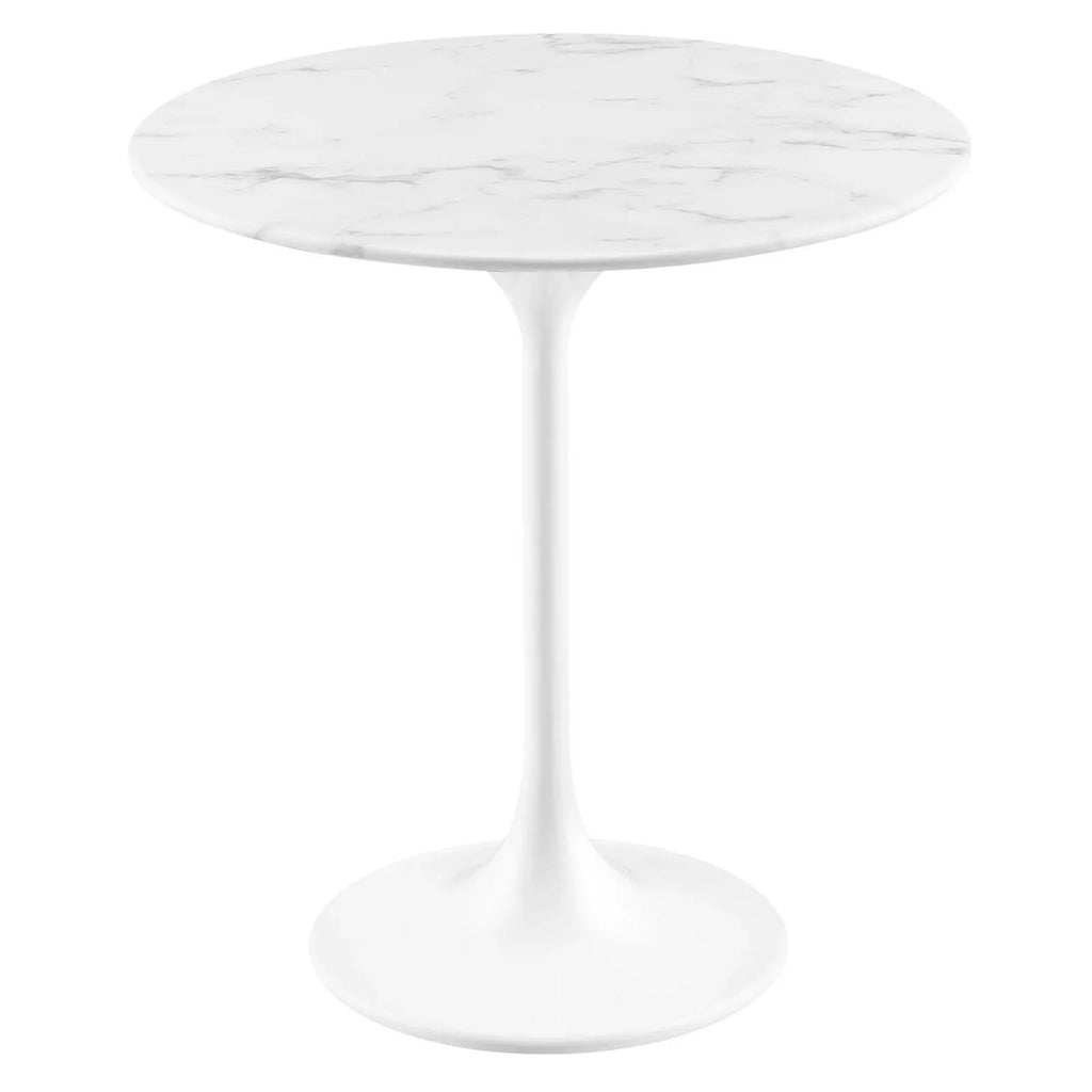Modway Lippa 20 Round Artificial Marble Side Table in White White