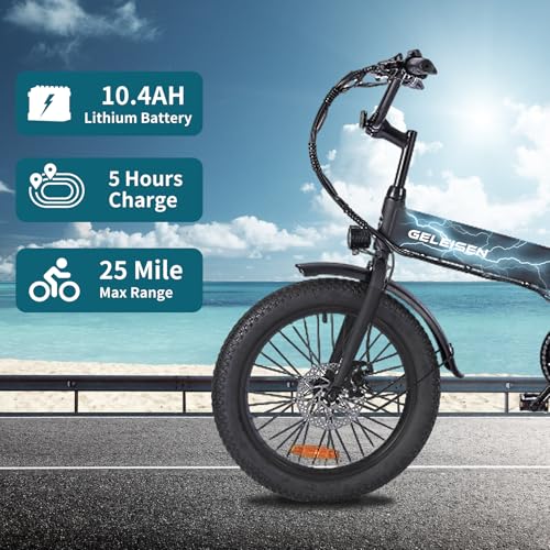 Folding Electric Bike for Adults, 20×3.0 Fat Tire Electric Bicycle, 374.4Wh Battery Ebike, 20MPH Electric Cargo Bike with LCD Color Display & 6 Speed Gears (Fits for 5'0+)