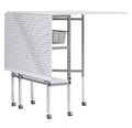 Sew Ready Mobile Folding Height Adjustable Quilting Fabric Cutting Table with Sewing Board Grid and Storage in Silver/White Top
