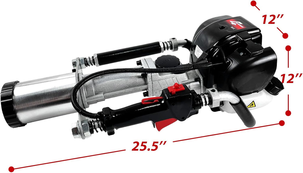 Gas Powered 4-Stroke T Post Driver Hammer Drills, 37.7CC Gasoline Engine Pile Driver, Air Cooling Single Cylinder Gasoline Petrol Garden Fencing Tool Machine with 2 Post Driving Head