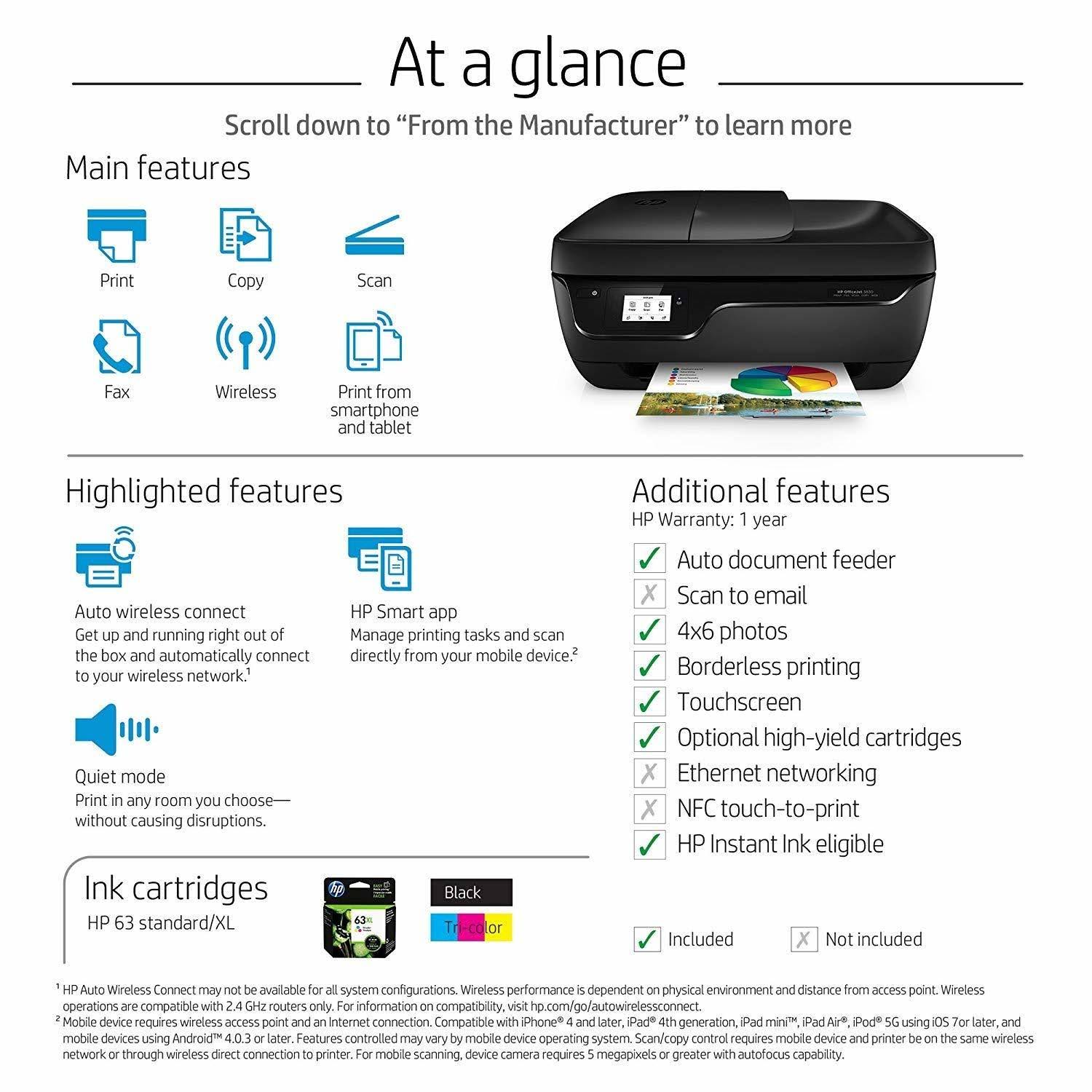 HP - OfficeJet 3830 Wireless All-In-One Instant Ink Ready Printer - Black