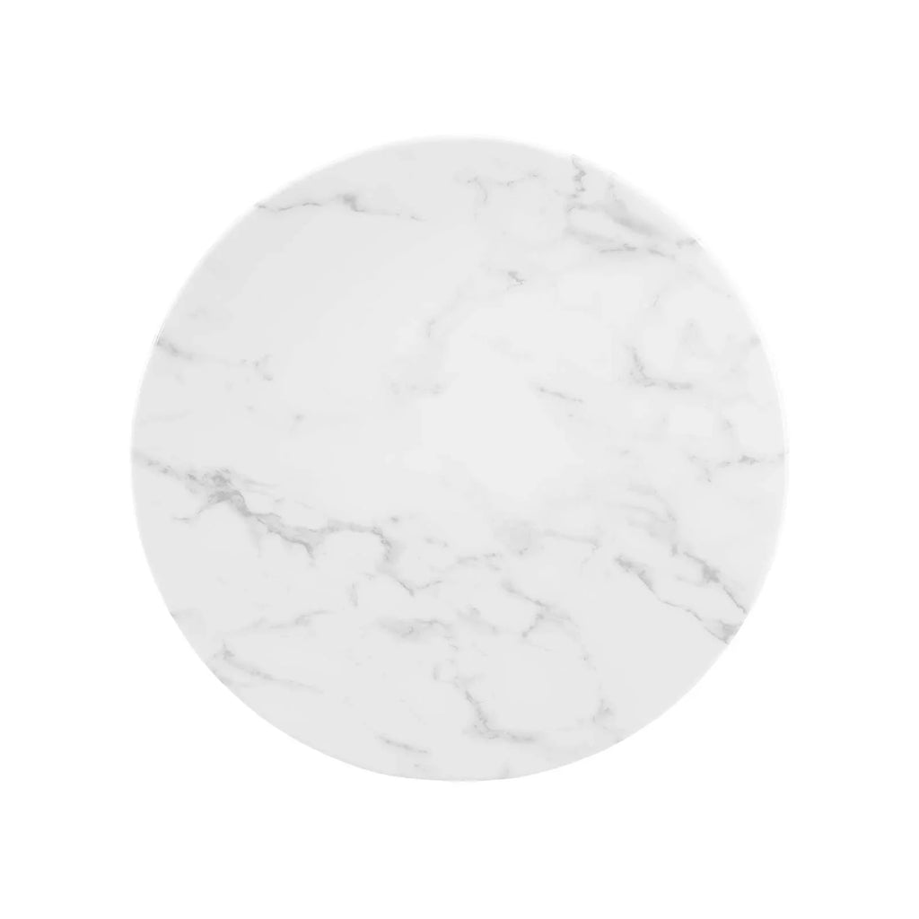 Modway Lippa 20 Round Artificial Marble Side Table in White White