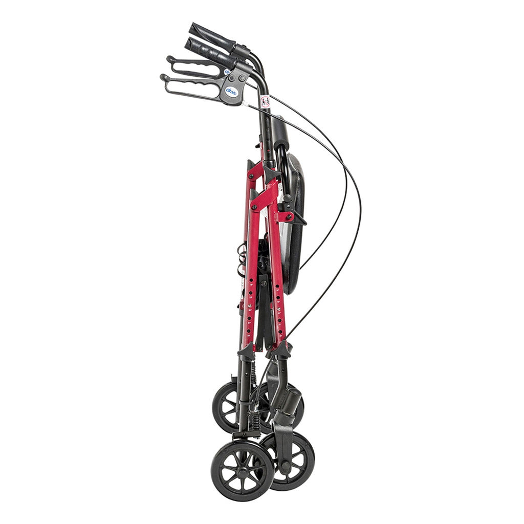 Drive Medical Adjustable Height Aluminum Frame Rollator with 6 Inch Casters, Red💝 Last Day For Clearance