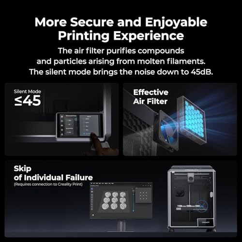 Creality K1C 3D Printer, 600mm/s High-Speed Auto Leveling Clog-Free Robust Direct Extruder K1 SE Upgraded 3D Printer with AI Camera 300°C Printing Silent Mode Support Carbon Fiber Filaments