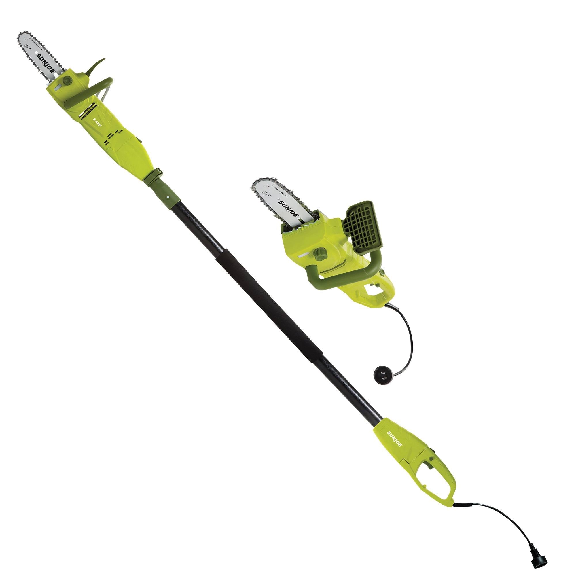 Sun Joe 8-Inch 8.0 Amp 2-in-1 Convertible Pole Chain Saw, Green, Swj806e