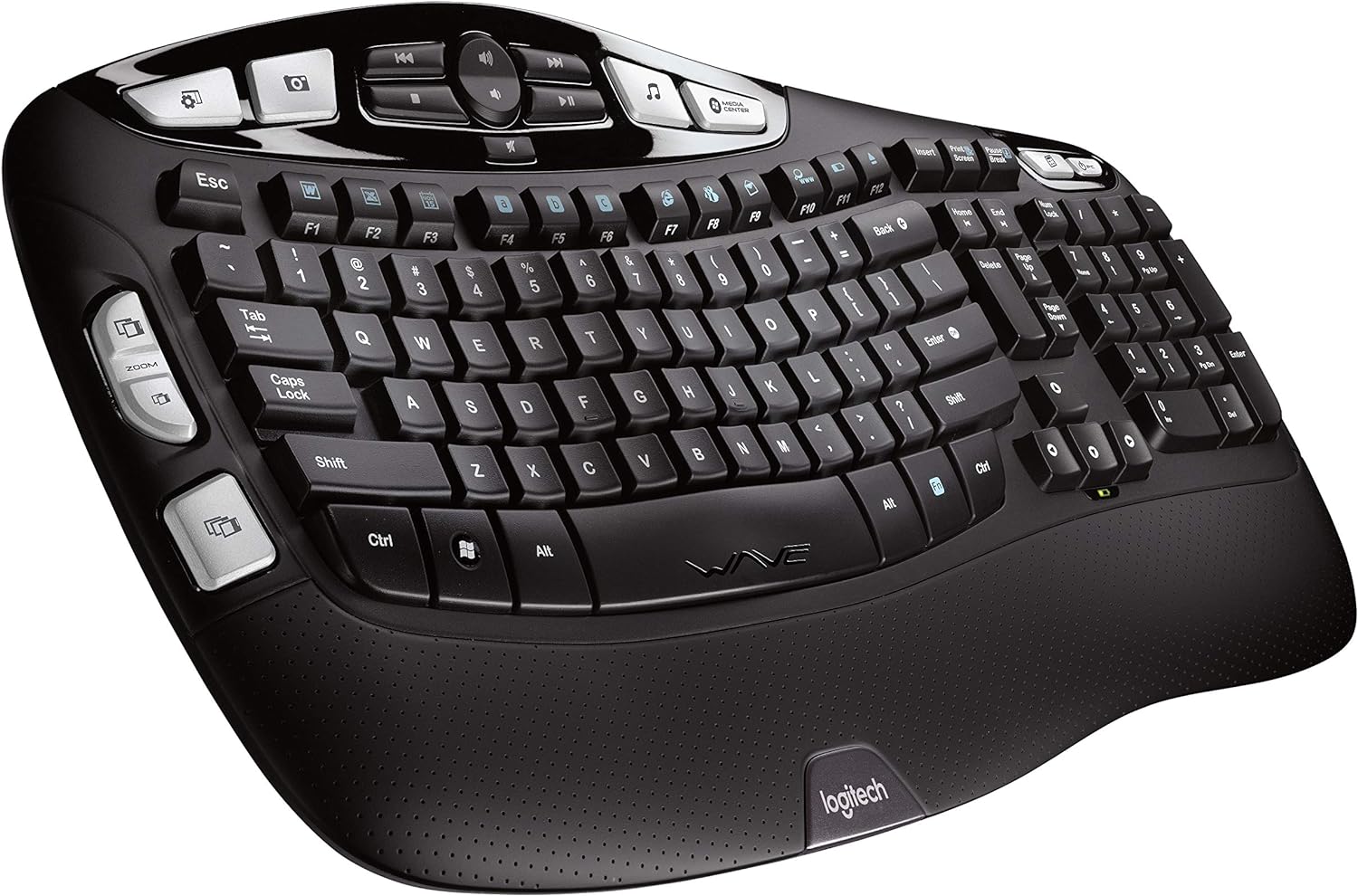Logitech K350 Wireless Wave Ergonomic Keyboard with Unifying Wireless Technology - Black