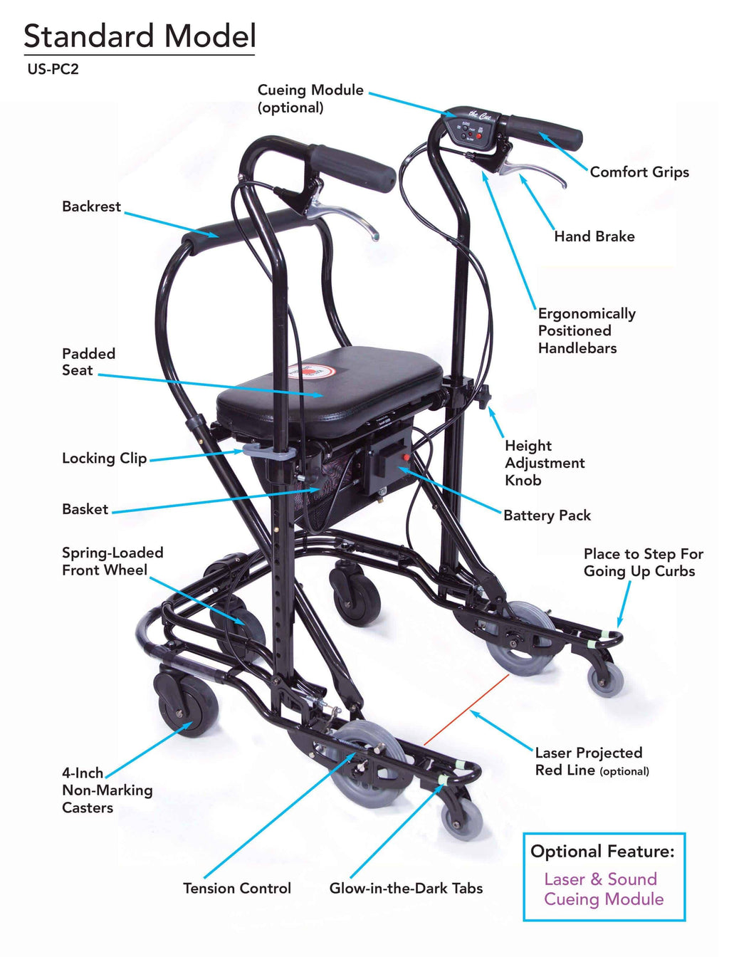 U-Step Walking Stabilizer - Walker - Standard 5-Foot 1 to 6-Foot 1