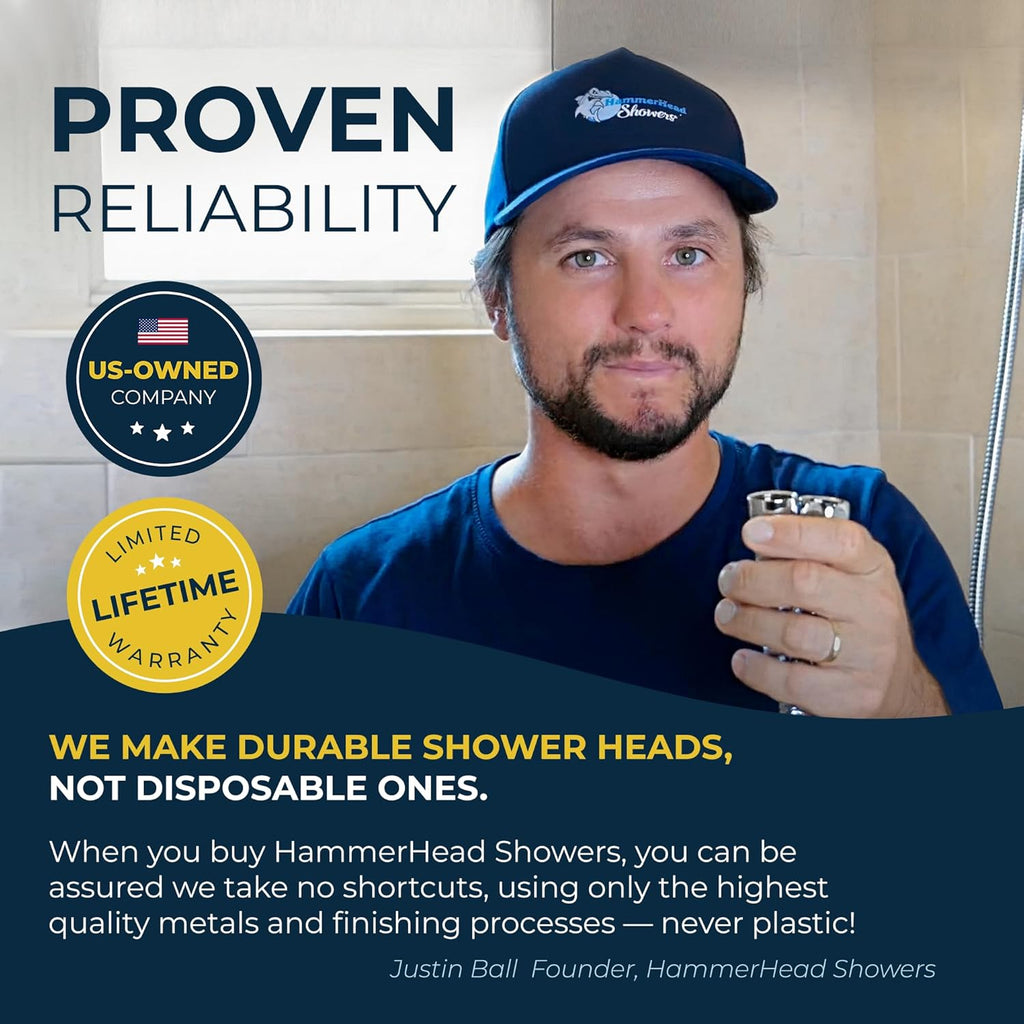 HammerHead Showers® Solid Metal LOW FLOW Handheld Shower Head with Hose and Brass Holder - OIL RUBBED BRONZE – Water Saving 1.75 GPM Detachable Shower Head - Adjustable Shower Wand Bracket & 6ft Hose
