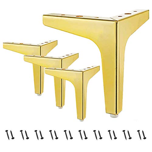 7 Triangle Furniture Legs,A Set of 4，Modern Metal Diamond Triangle Furniture Feet DIY Replacement Gold for Cabinet Cupboard Sofa Table Couch legs Couch Chair Legs (7 / 17.5cm, Golden)
