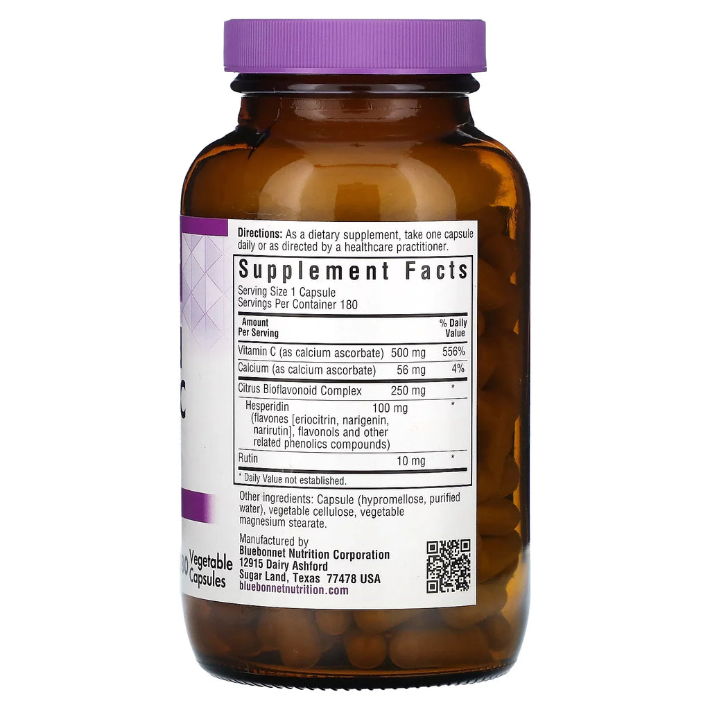 Bluebonnet Nutrition Buffered Vitamin C, 500 mg, 180 Vegetable Capsules