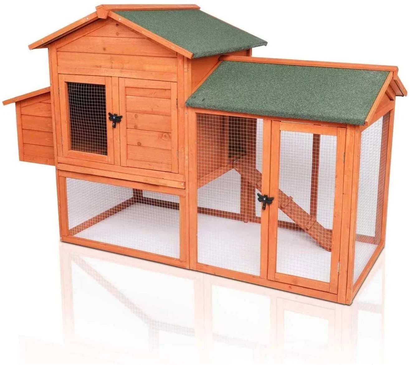 LAZY BUDDY 52'' Wooden Chicken Coop for 3-5 Chickens, Outdoor Yard Hen House with Nesting Box, Cages for Rabbit, Bunny, Small Animals