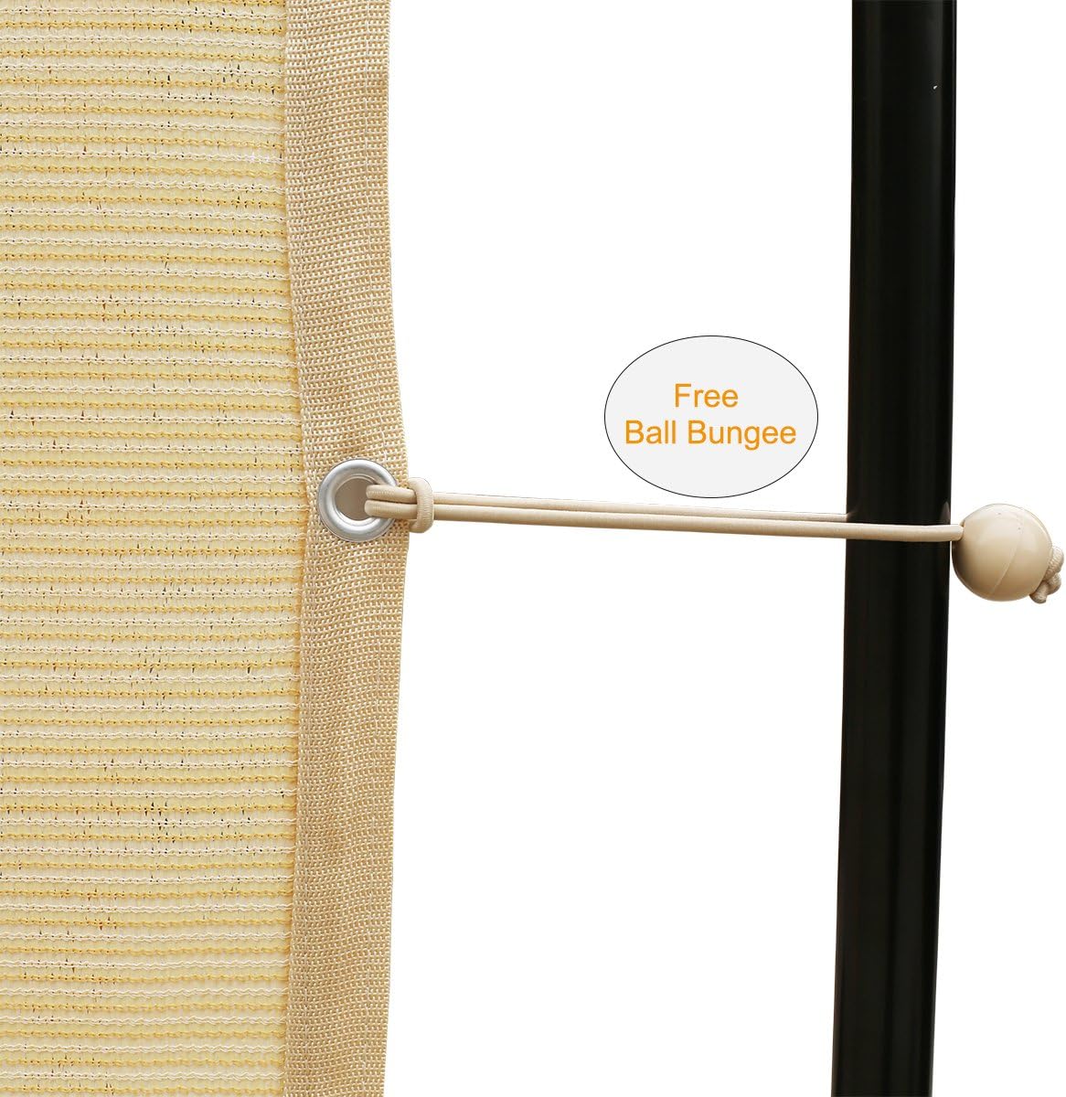 Shatex 90% Shade Fabric Sun Shade Cloth Taped Edge with Grommets Sun-Block Mesh Shade for Pergola Cover Canopy 12’ x 20’, Wheat, 12 Bungee Balls