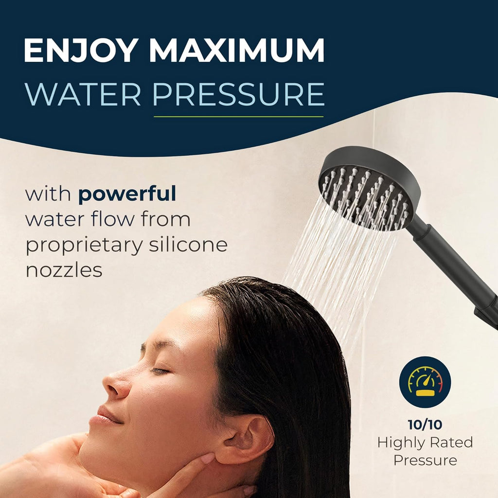 HammerHead Showers® Solid Metal LOW FLOW Handheld Shower Head with Hose and Brass Holder - OIL RUBBED BRONZE – Water Saving 1.75 GPM Detachable Shower Head - Adjustable Shower Wand Bracket & 6ft Hose
