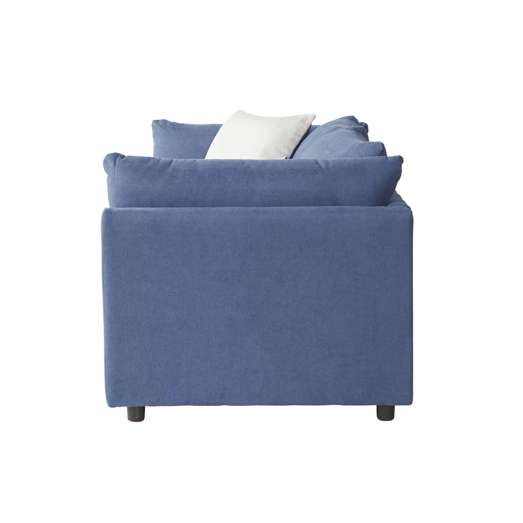 Roundhill Furniture Enda Pillow Back Fabric Sofa, Image Navy
