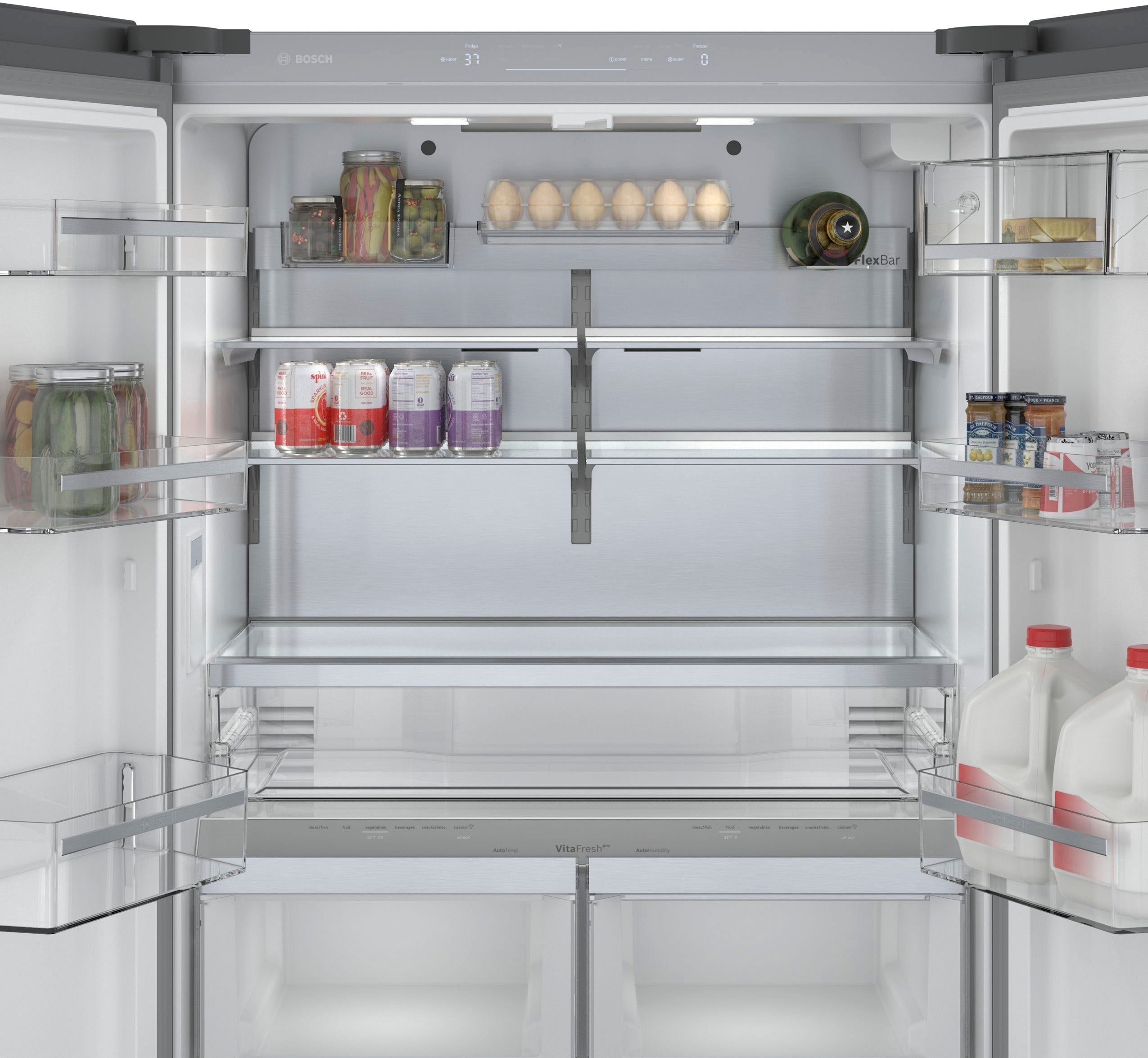 Bosch - 800 Series 21 Cu. Ft. French Door Counter-Depth Smart Refrigerator - Black stainless steel