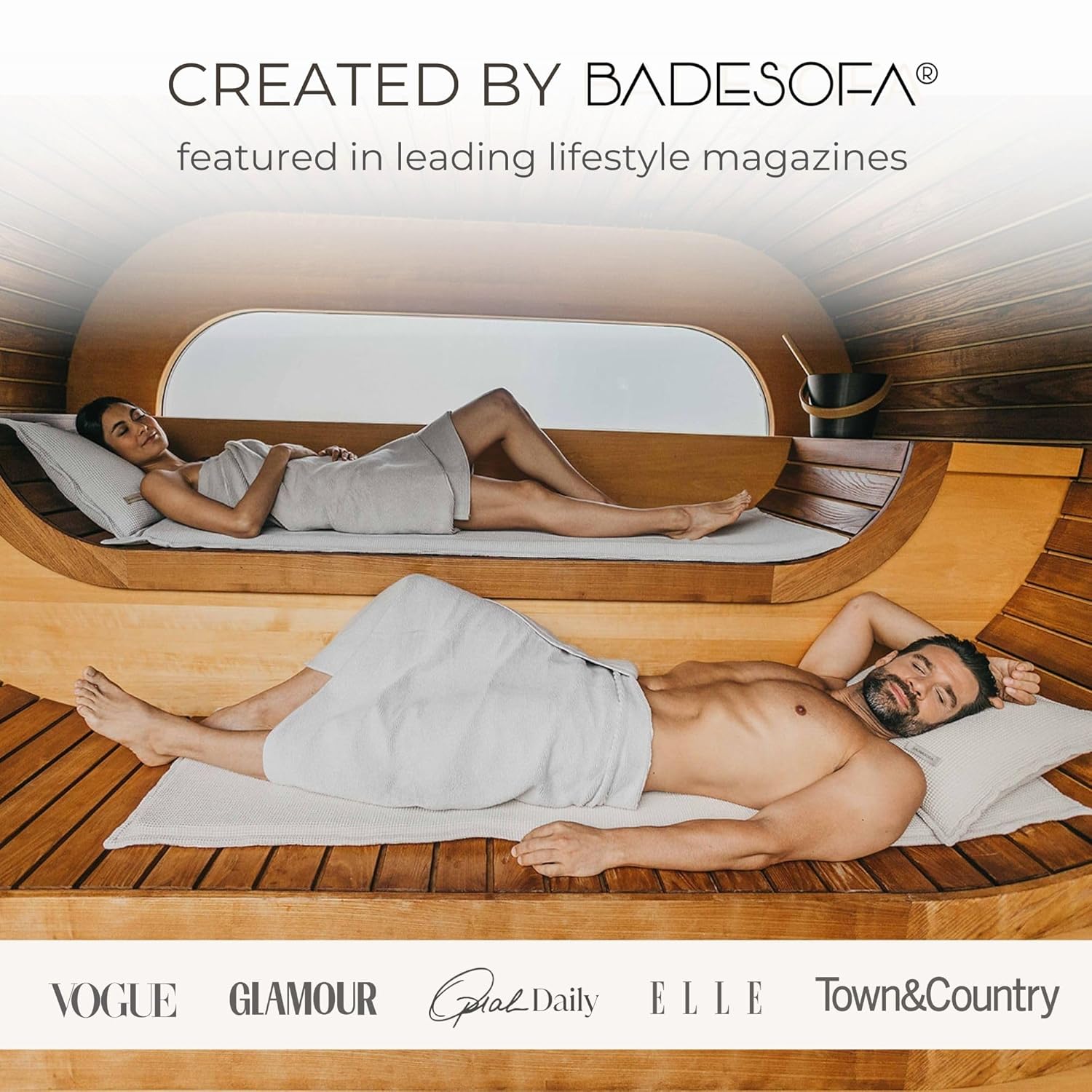 SAUNASOFA™ Sauna Mat & Pillow Set – 2 Seater Sauna seat Cushion with Pillow – Heat-Resistant Sauna kit for Infrared & Finnish saunas in Grey
