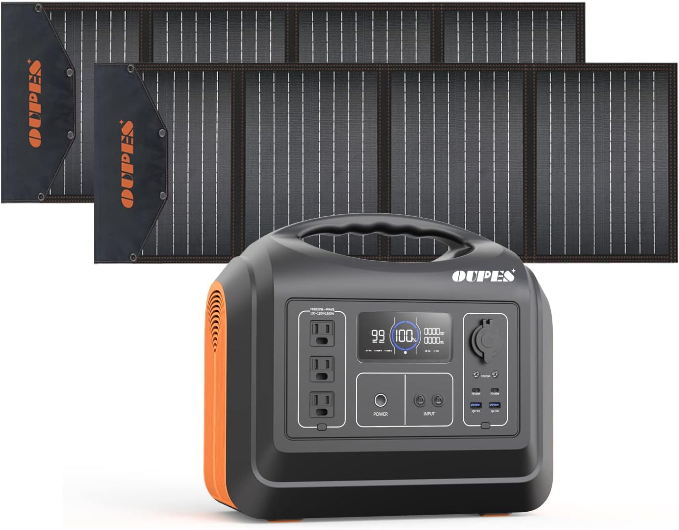 OUPES Portable Power Station 1800W, Solar Generator 1488Wh (465000 mAh) LiFePO4 Battery Backup with 120V (4000W Peak) AC Outlets, 4000+ Cycle Emergency Power Generator for Home Use, Camping