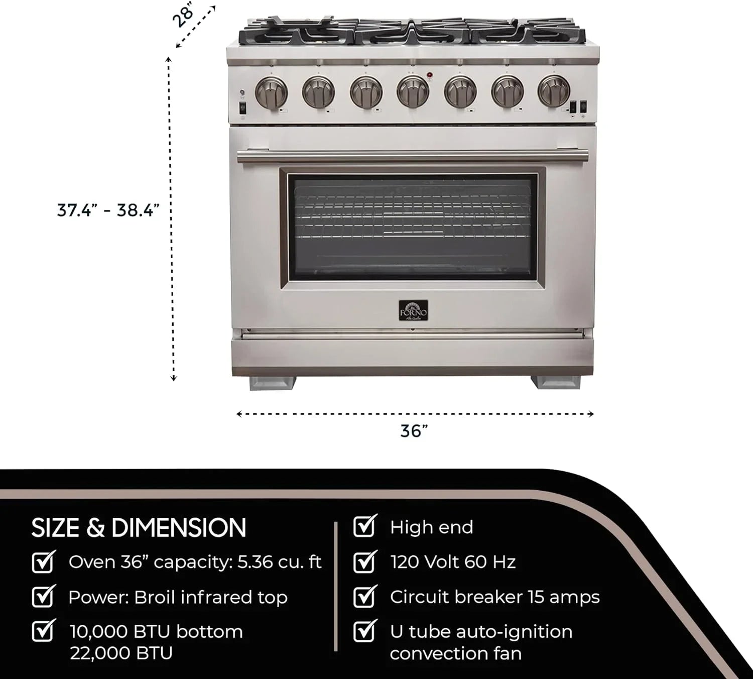 Capriasca - Titanium Professional 36 Freestanding Gas Range