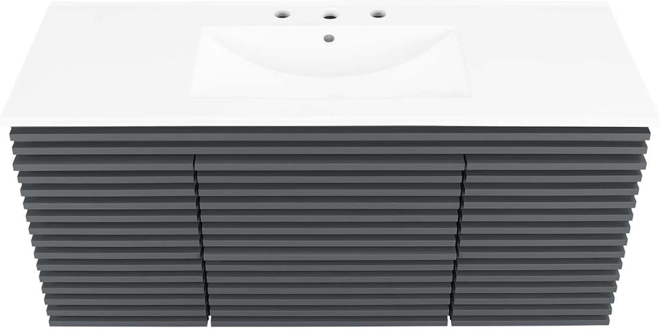 Modway Render 48 MDF and Particleboard Wall-Mount Bathroom Vanity - Gray/White