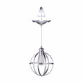Worth Home Products Instant Pendant Recessed Light Conversion Kit Brushed Nickel Globe Cage Shade with Vintage Bulb | PKN-4030-0030-B