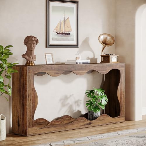 Tribesigns 63 Inches Farmhouse Console Table with Storage, Couch Table Behind Sofa, Long Entryway Sofa Station, Narrow Console Stand, Hallway Stand for Entryway Living Room, Brown