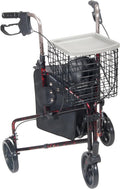 Drive Medical 10289RD Deluxe Foldable Rollator Walker, Black/Red