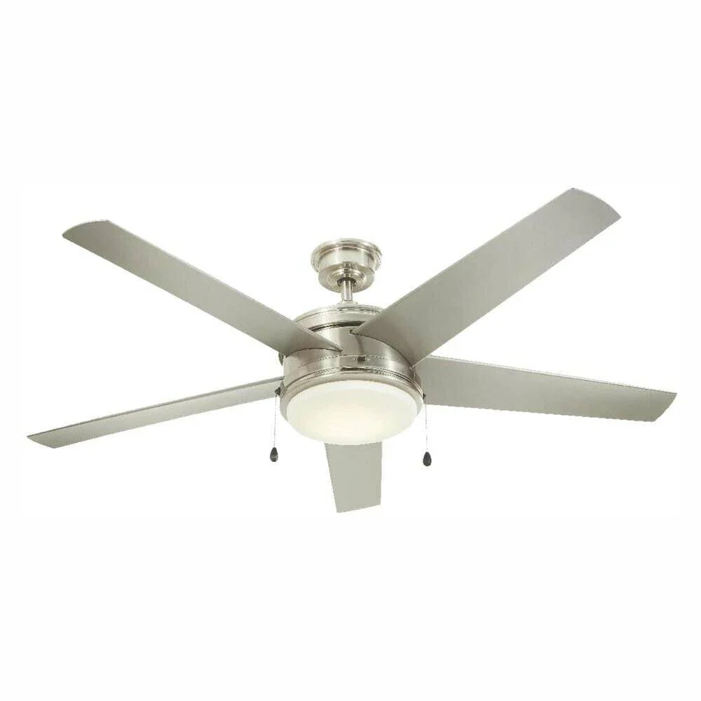 Home Decorators Portwood 60 in LED Indoor/Outdoor Brushed Nickel Ceiling Fan