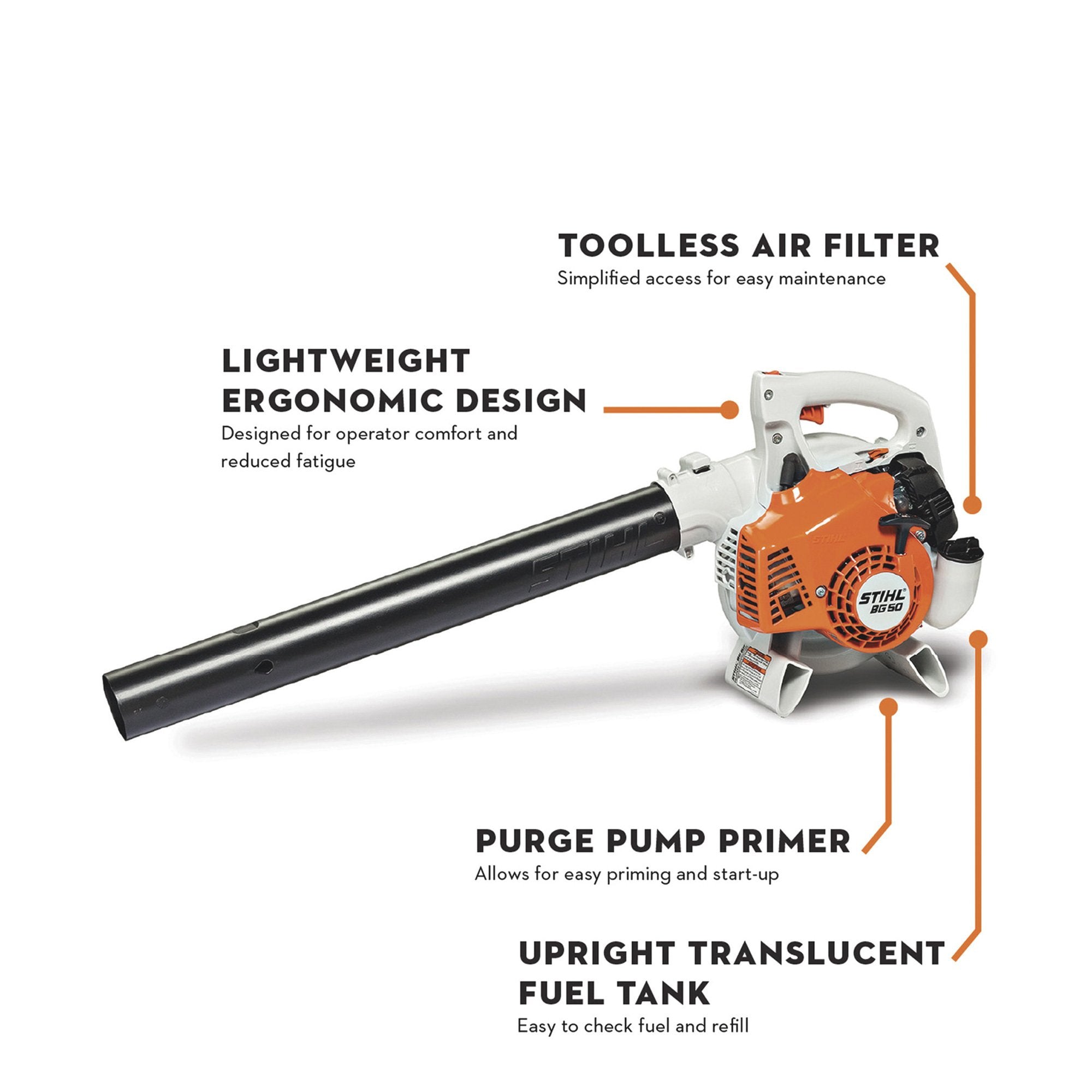 Leaf Blowers Stihl BG 50 Gas-Powered Handheld Blower — 27.2cc, 412 CFM