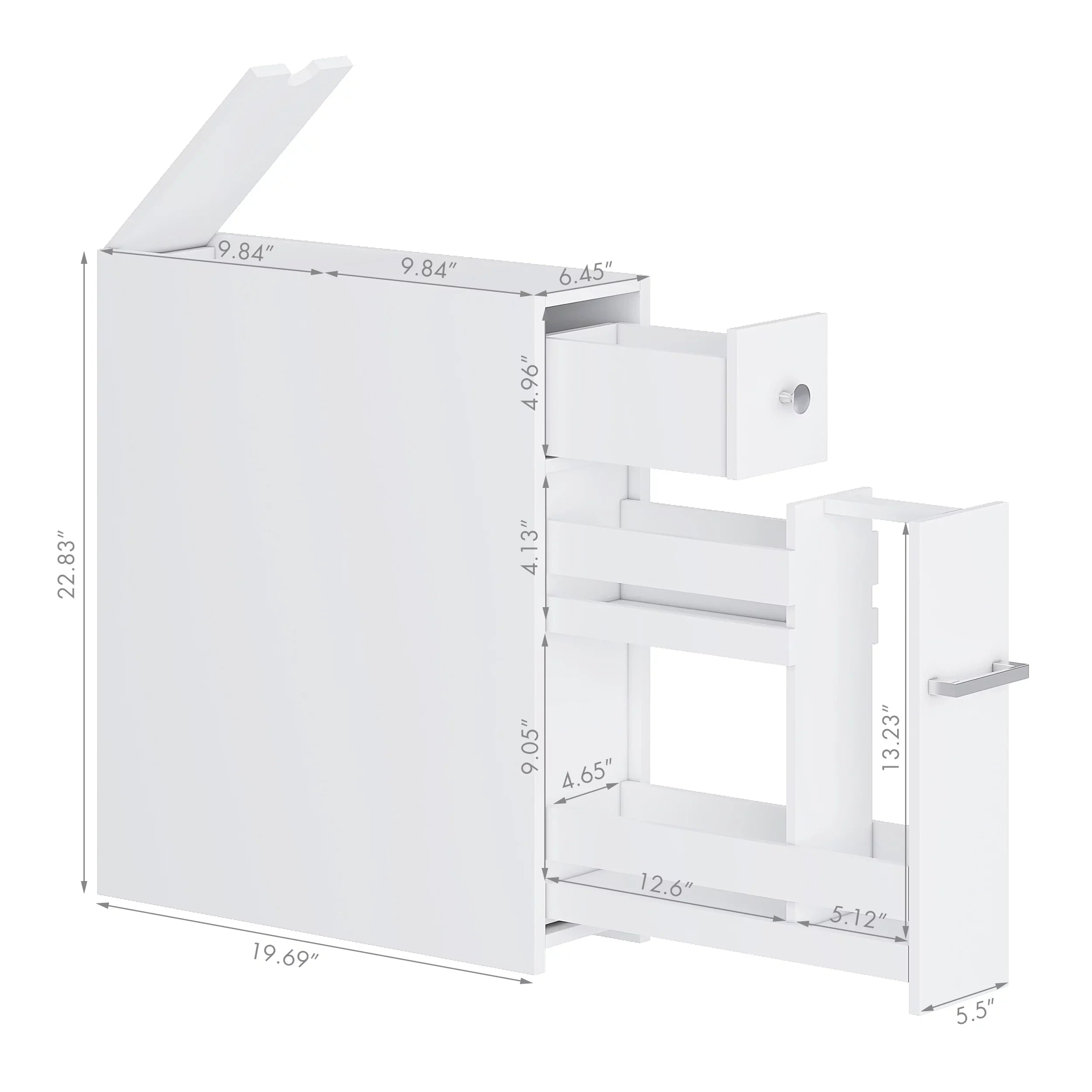 Spirich Home Slim Bathroom Storage Cabinet, Free Standing Toilet Paper Holder, Bathroom Cabinet Slide Out Drawer Storage,White