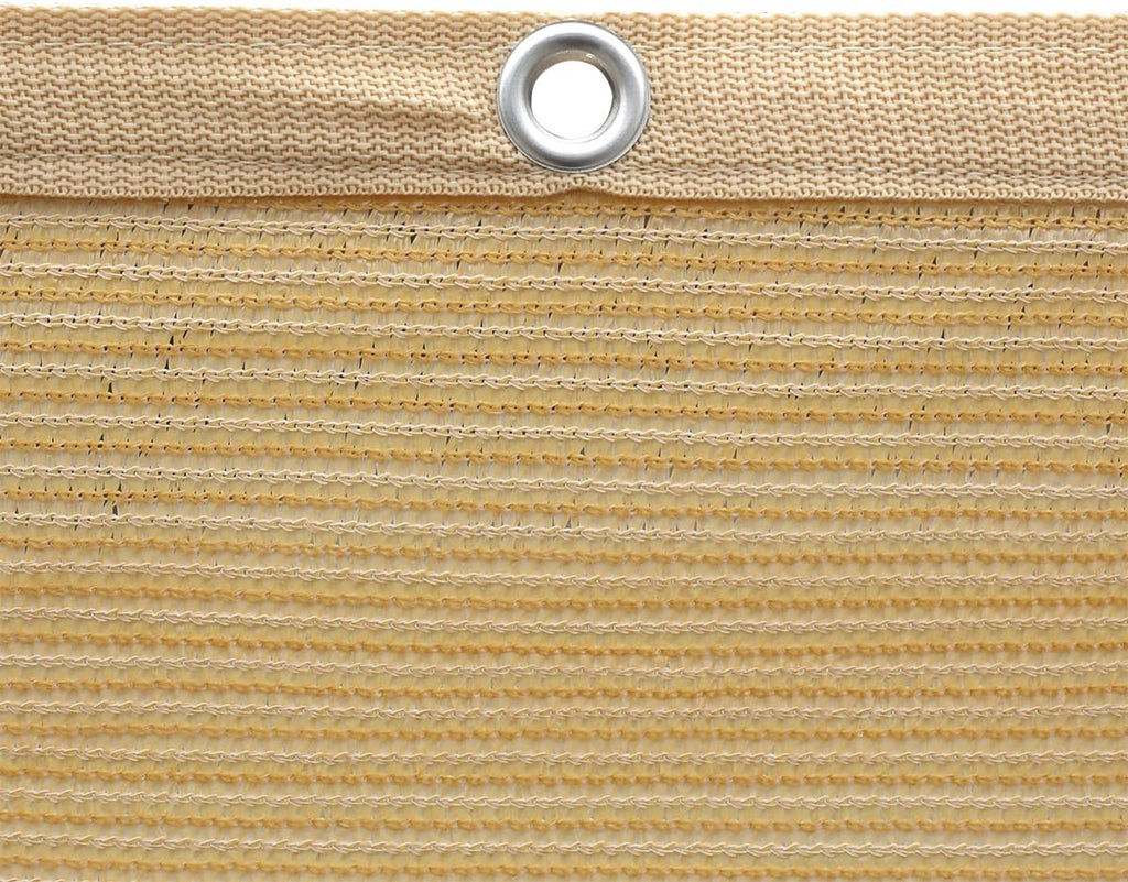 Shatex 90% Shade Fabric Sun Shade Cloth Taped Edge with Grommets Sun-Block Mesh Shade for Pergola Cover Canopy 12’ x 20’, Wheat, 12 Bungee Balls