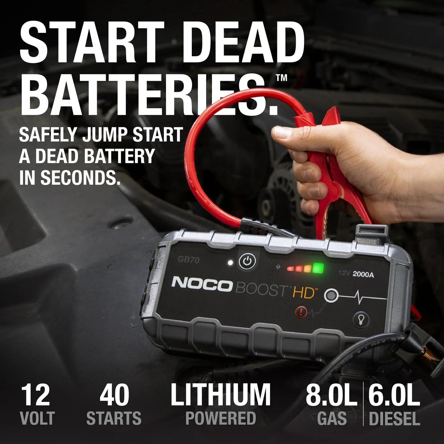 2025 NOCO Boost HD GB70 2000A 12V UltraSafe Portable Lithium Jump Starter
